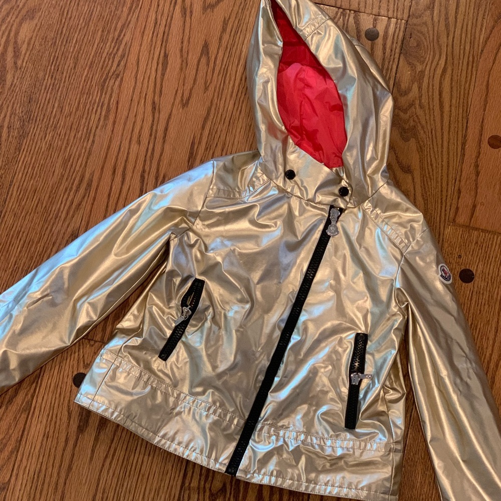 Gold Moncler girls raincoat